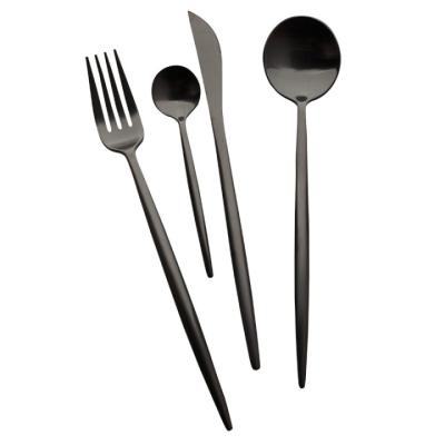 China Custom Stocked Wholesale Black Mirror Cutlery Factory Direct Polishing Logo Cutlery Set 4 Pcs For Wedding Business Gift Flatware Set for sale