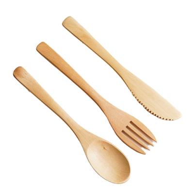 China Wholesale Home Dinnerware Stocked Wood Spoon Fork Knife Set Custom Cutlery Set for sale