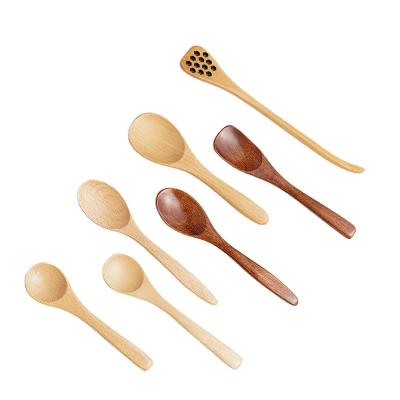 China Wooden Stocked Soup Spoons For Eating Long Handle Stirring Spoon With Japanese Style Chinese Kitchen Utensil for sale