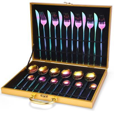 China Viable High Grade Knife Fork Spoon Gold Cutlery 24pcs Stainless Steel Stainless Steel Flatware Sets Cutlery Set Wholesale for sale