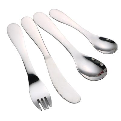 China Stocked Durable Cute Kids Cutlery Set Food Grade 304 Stainless Steel Spoon Fork Knife Small Flatware Set for sale