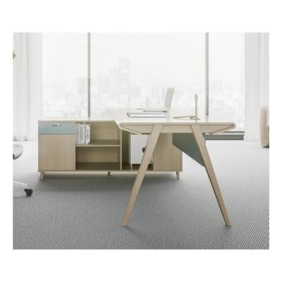 China Modular L Shaped Side Cabinet Set 2000MM Table Aluminum Alloy Edging Desktop Wooden Leg Manager Room Laptop Computer Office Desks for sale