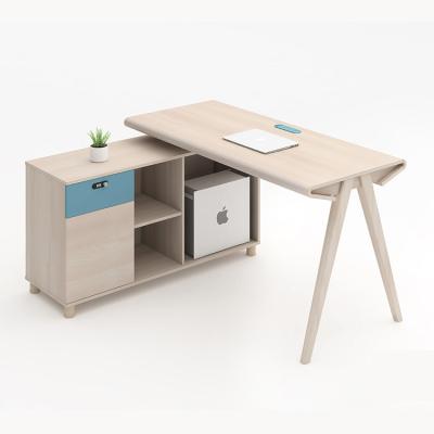 China Modular Nordic Style Manager Room L Shaped Table Offices Furniture Computer Tables Side Cabinet Drawers Set Office Desks for sale