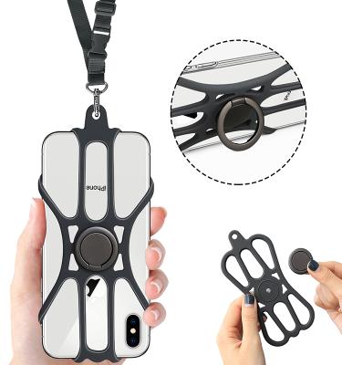 China Wholesale Silicone Adjustable Lanyard Mobile Phone Case with Lanyard Phone Strap Holder for sale