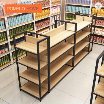 China Single Sided Modern Metal Wood Dimensions Display Pomelohome Deep Convenience Store Shelves for sale