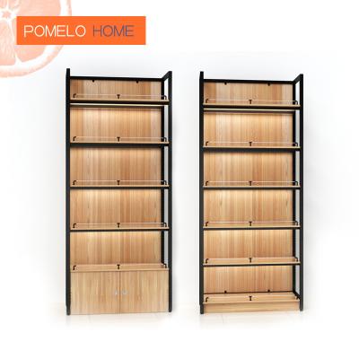 China Pomelohome Single Sided Wooden Supermarket Liquor Shelf Used Customized Display Racks for sale