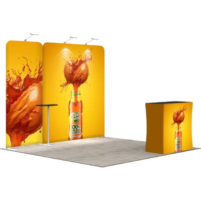 China Standard design portable updated metal promotion version frame exhibition fabric tension aluminum booth for trade show event for sale