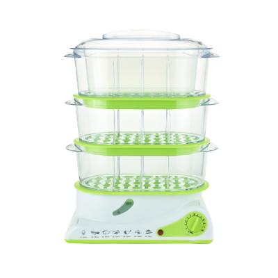 China Electric Healthy Control 850W Timer Food Steamer Plant 10.5L Mechanical Easy Operation Large Capacity for sale