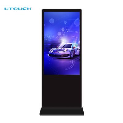 China Metal case + tempered glass panel 49 inch wifi interactive touch screen free standing signage kiosks digital lcd advertising display for sale