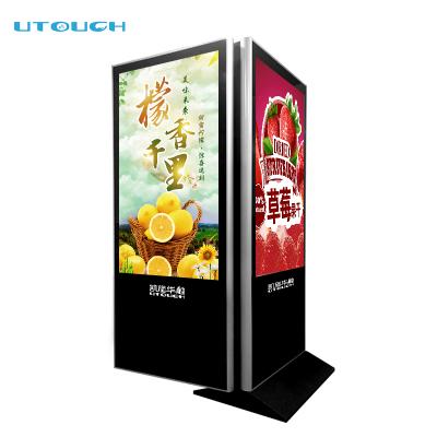 China 55 inch indoor slim digital signage advertising display floor standing dual side lcd touch screen 55