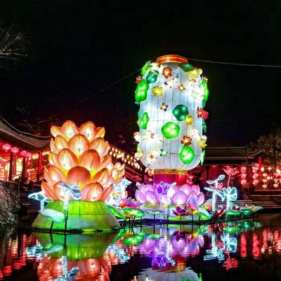 China High Beautiful Vivid Chinese Theme Park Lantern Flower for sale