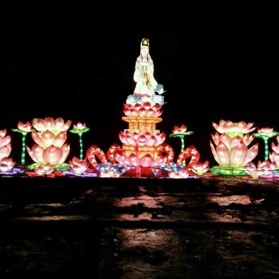 China Theme Park Outdoor Exhibit Lantern Custom Chinese Flower for sale