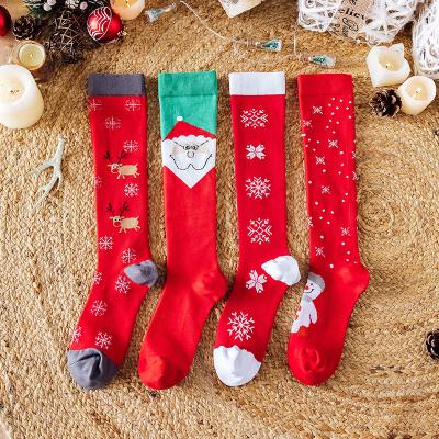 China Fashionable designer girls custom made knee high chrismas logo QUICK DRY women compression socks for sale