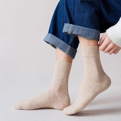 China Antibacterial High Quality Customizable Logo Winter Calcetin Socks Solid Color Warm Breathable Men Dress Unisex Woolen Socks for sale