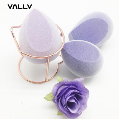 China Lilac Precision microfiber velvet beauty blend sponge beveled shape makeup dual layer fuzzy 3D blender in pouch for sale