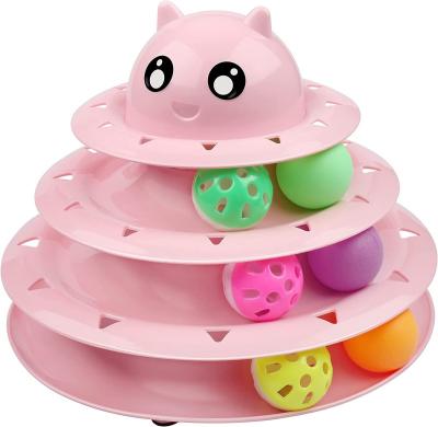 China Amazon Best Seller Cat Toy Roller 3-Level Viable Cat Toy Balls Turntable for Kitten Fun Mental Physical Exercise Interactive for sale