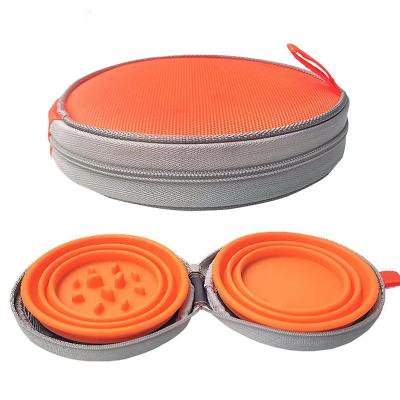 China Factory Wholesale Collapsible Collapsible Silicone Twin Bowls Portable Bowl for Dog Travel for sale