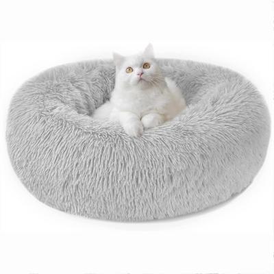 China Viable Donut Pet Bed Soft Around Heating Cat Cushion Bed Deep Sleep Cat Nest Dog Nest for Small Medium Large Pet for sale