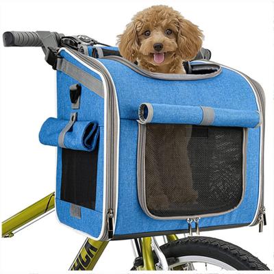 China High Quality Sustainable Bike Basket Dog Pet Carrier Expandable Soft-sided Backpack with 4 Open Doors 4 Mesh Windows for Medium Dog Puppies for sale