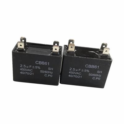 China FAN Decelling Fan Capacitor 2uF+4uF 250VAC 3 Leads Dual Capacitor for sale