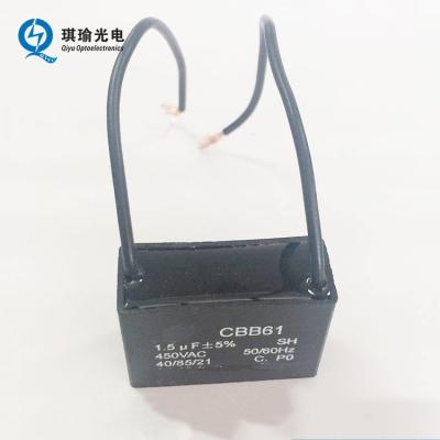 China CBB61 FAN Motor Capacitor 1~24uf 250V~450V Black Box Capacitor for sale