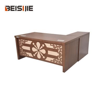 China Executive Modern CNC Panel Beisijie Office Furniture Luxury Melamine Computer Desk Computer Desk Chair Table for sale