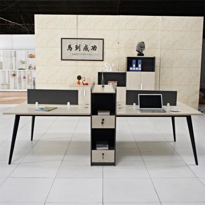 China Popular Wholesale Modern Executive Office Modern Wood Table Furniture Office Workstation Seat 4 Person Administrative Staff Desk for sale