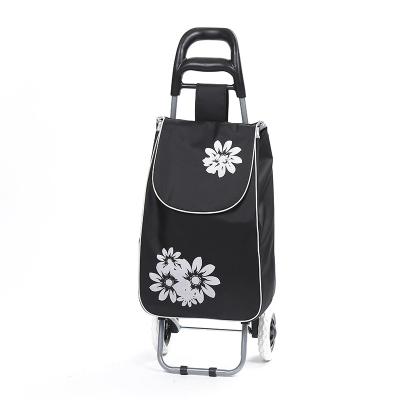 China 2 Wheel Folding Grocery Cart Folding Vegetable Shopping Bag Storage Trolley for sale