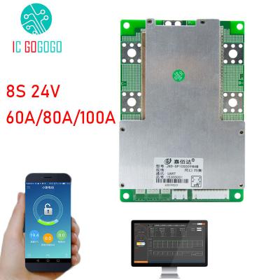 China APP 60A 80A 100A BMS Packs 8S BMS 8S 24V Lithium 3.2V Battery Protection Board PC Phone Bluetooth Common JBD Balance Smart Lifepo4 LFP for sale