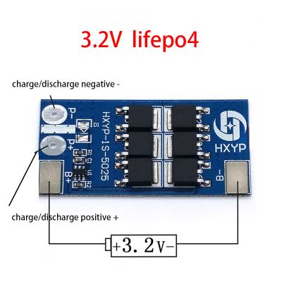 China Battery protection board 1S 3.2V 25A lifepo4 lithium iron phosphate battery protection board 1 cells 3.6V anti-overcharge protection module for sale