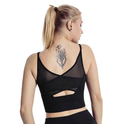 China Breathable Sports Invest Mesh Stitching And Breathable Running Vest Workout Crop Tops High Impact Yoga Bra Fitness Sports Bra For Women for sale