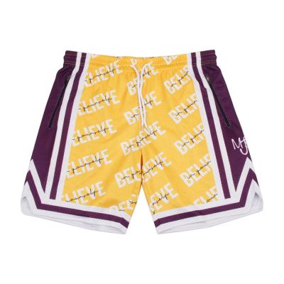 China Custom QUICK DRY Logo Sublimated Fitness Mesh Embroidery /Printing Mens Sports Basketball Shorts for sale