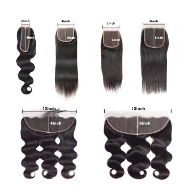 China Silky Straight 2x6 4x4 5x5 13x4 13x6 Wave Hair Lace Closure Full Body Straight Waist Lace Closure With Baby Hair for sale