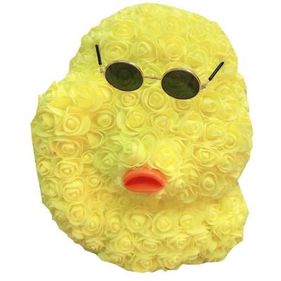 China Fashional Hot Selling Custom Made Teddy Bear Rose Valentine's Day Flower Yellow Duck Flower Handmade Bear for sale