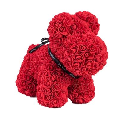 China Wholesale High Quality Fashional PE Flower Teddy Bear Rose For Puppy Rose for sale