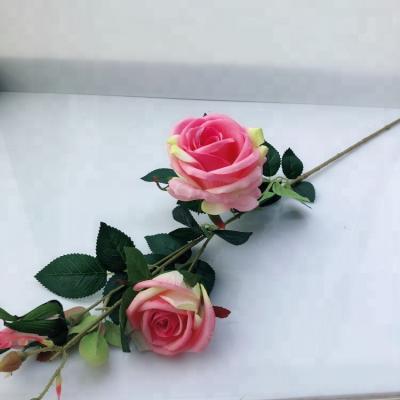 China Fashional and Artificial Silk Rose Flowers 3Heads Rose For Wedding Romantic Popular Style Wedding Birthday and Party Decoration for sale