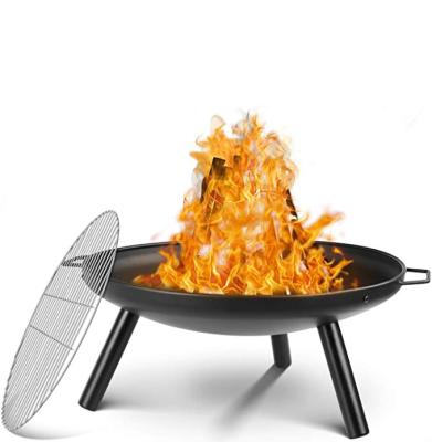 China New Design 24inch 60cm Fire Pit Garden Stocked Outdoor Camping Fire Pit With Cooking Grate for sale