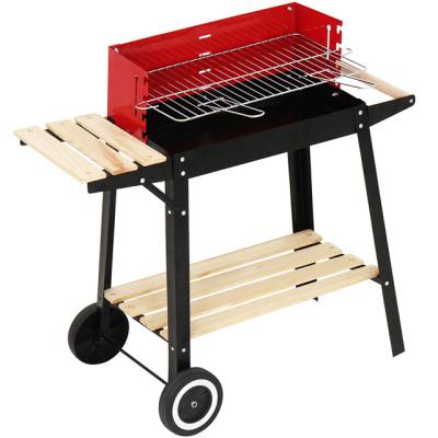 China Adjustable Height Large Rectangular Rotisserie Cart Charcoal BBQ Grill for sale