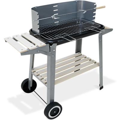 China Height Adjustable BBQ Trolley Grill Roast Chicken Wooden BBQ Grill for sale