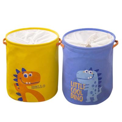 China Good Quality Cartoon Style Kids Baby Tote Bag Portable Folding Sustainable Drawstring Bin Baby Toy Laundry Basket for sale