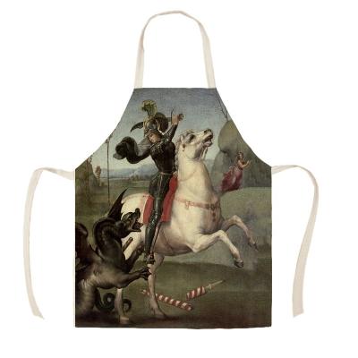 China Drink/Food Kitchen Apron Sketch Animal War Horses Printed Sleeveless Cotton Canvas Cooking Aprons for sale