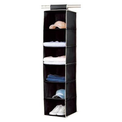 China Minimalist 6-Compartment Wardrobe Storage Bag Cloth Hanging Foldable Storage Box With Lid for sale