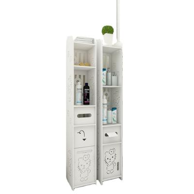 China Transitional Bathroom Shelf Toilet Cabinet Side Rack Bathroom Tall Standing Shelving for sale