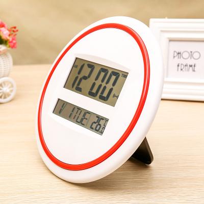 China Calendars Factory Price Low MOQ Logo Mute Electronic Wall Clock Custom Design LED Alarm Clock Alarm Living Room Digital Wall Clock for sale