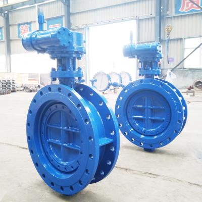 China DN800 General metal seat flange triple eccentric butterfly valve, pneumatic valve actuator for water/oil/gas/heating supply for sale