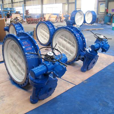 China ROtork General Electric High Temperature Double Flanged Metal Seated Butterfly Valve for sale