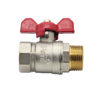 China General High Quality Brass Threaded Butterfly Handle Water Male Ball Valve for sale