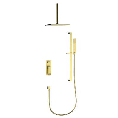 China Without Brass FIRMER Concealed Shower Faucet Hotel Gold Rain Shower Bathroom Black Black Slide Bar Concealed Shower Set for sale