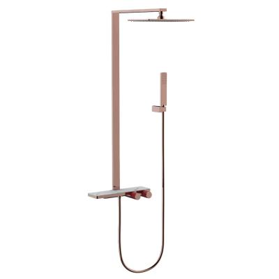 China With Newest Design FIRMER Sliding Bar Square Brass Shower Faucet Rain Shower Bathroom Black Shower Set for sale