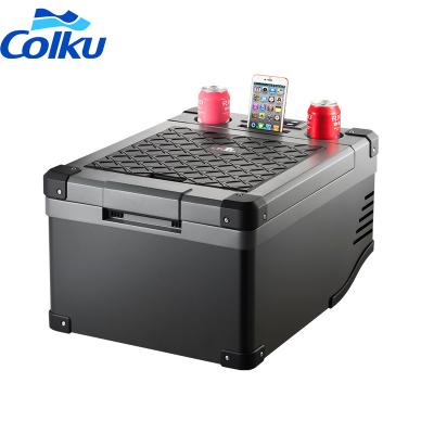 China Special Material Design 38L Metal Sports 12v 24V DC Compressor Portable Truck Fridge For Driver Camper RV SUV Car for sale